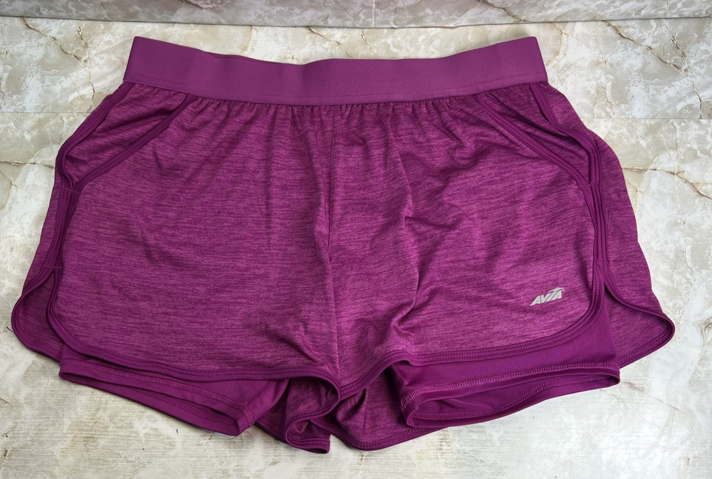 Avia Womens Medium (8-10) Running Shorts Magenta Athletic Lined Sports Stretch